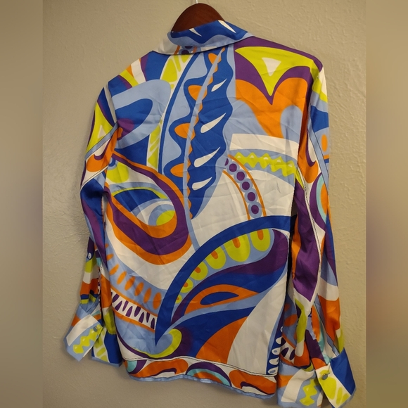 Zara Retro Swirl Print Button Down Shirt Size Large - Picture 9 of 14